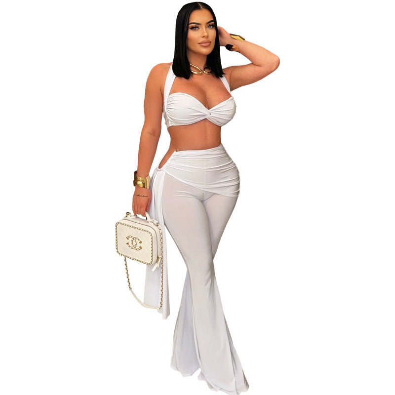 Sexy Temperament Comfortable Casual Summer Tube Top Tie-dye Solid Color Pants Suit