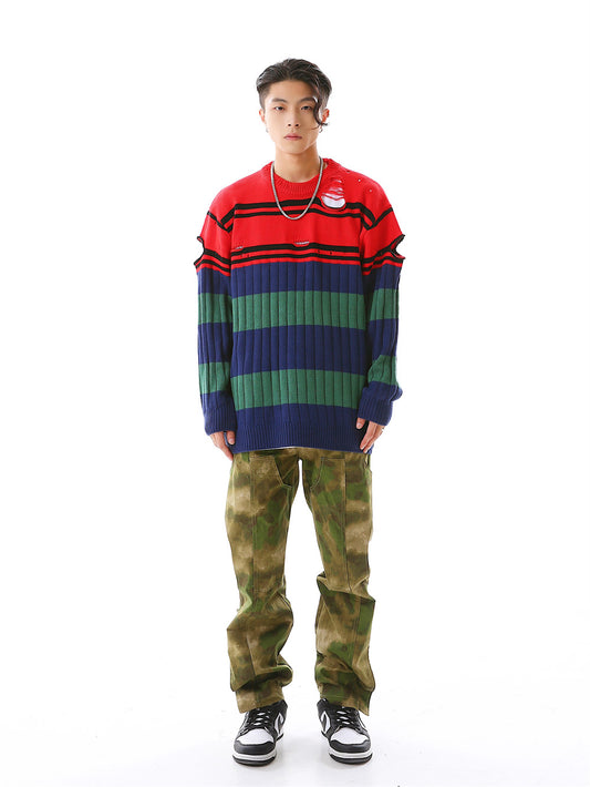 Hæklet Ribstrikket Sweater Langærmet