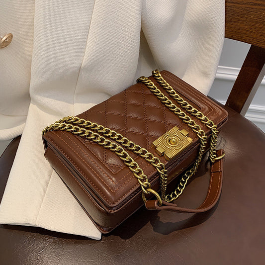 Women's Fashion Diamond Lattice Chain Crossbody Bag