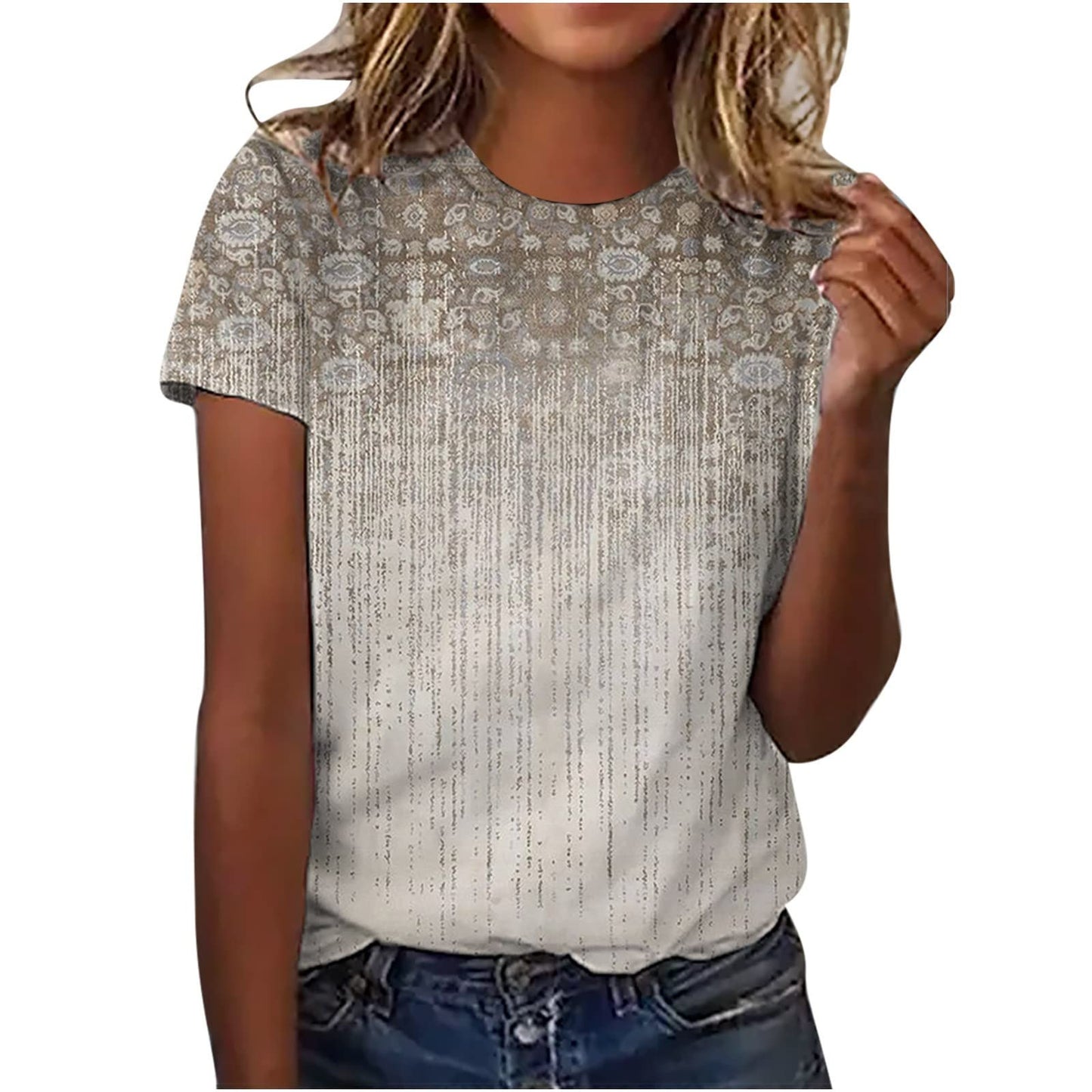 Loose Trendy Vintage Printed Round Neck T-shirt