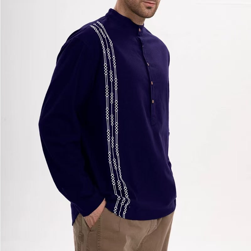 Henley Langærmet T-shirt med print til mænd