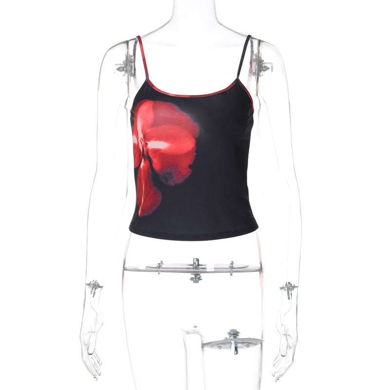 Summer New Fashion Printed Sexy Slim Fit Midriff-baring Camisole