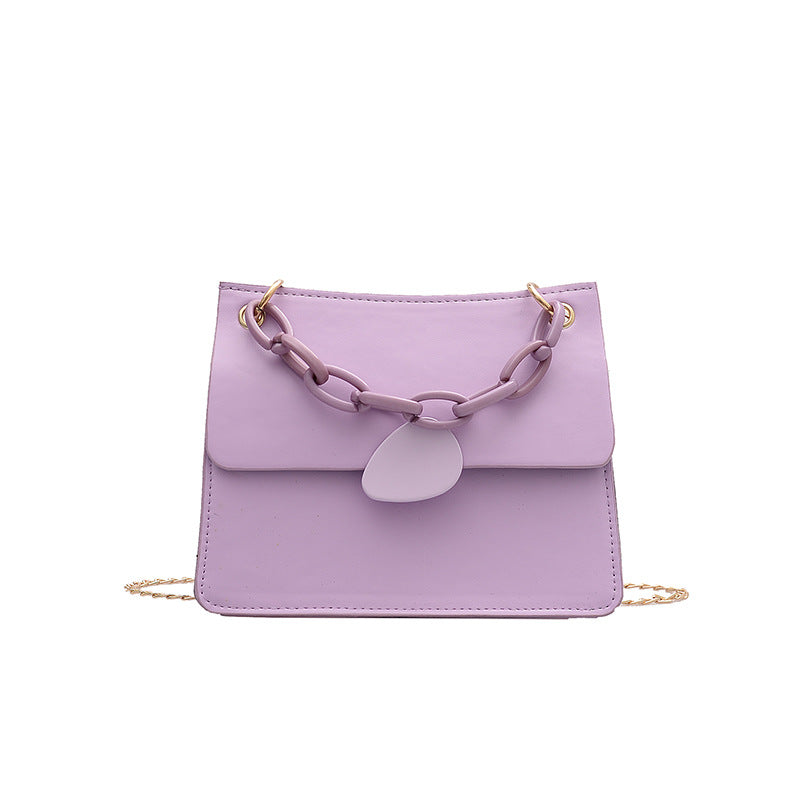 European And American Style PU Handbag Pure Color Chain