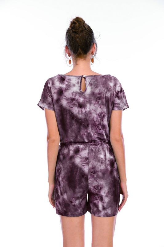 European And American Women's Short Tie-dye Jumpsuit