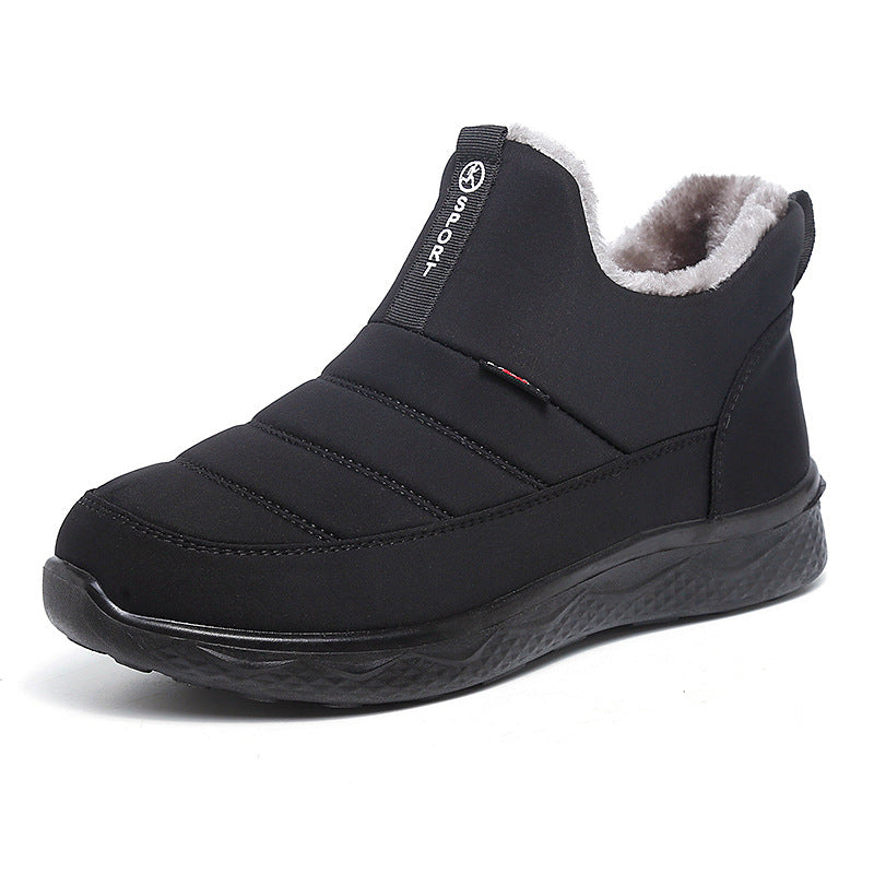 Winter Cotton Boots Old Beijing Cloth Shoes Fleece Lined Padded Warm Keeping Middle-aged And Elderly Large Size Flat Bottom Non-slip