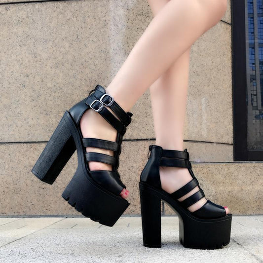 Taiwan Thick Heel Fish Mouth Super High Heels