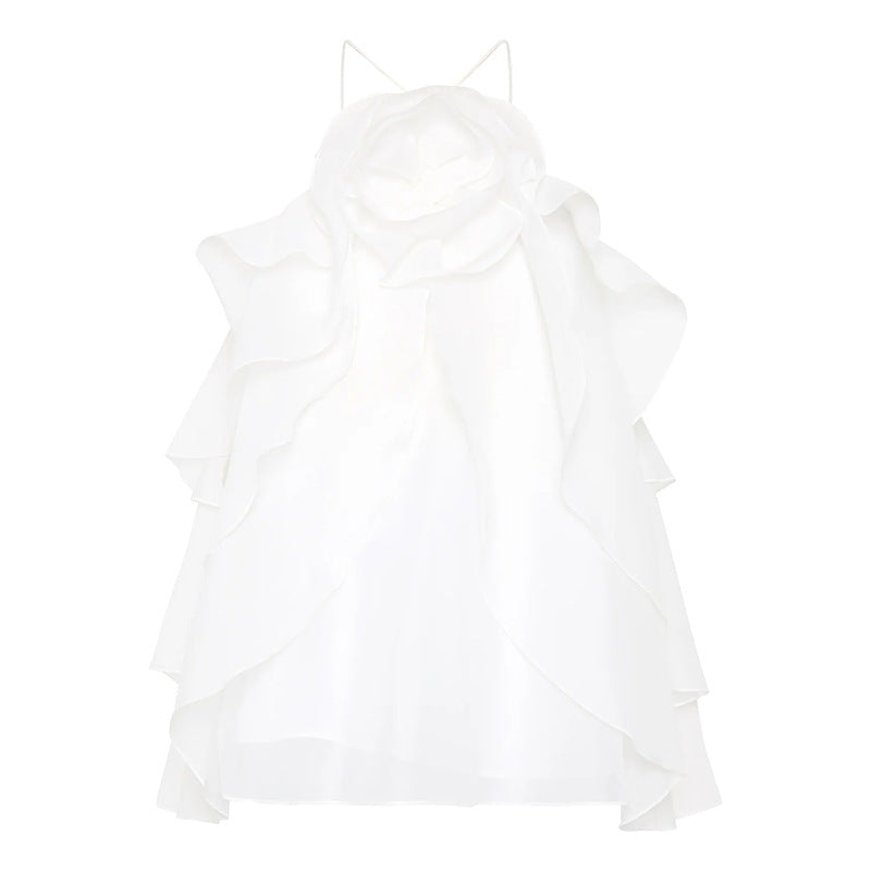 Ruffled Shirt Halter Design Sleeveless Camisole