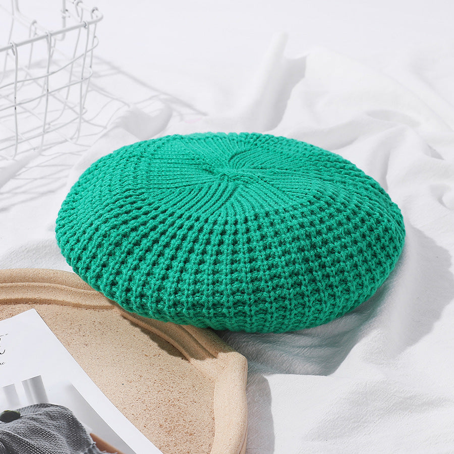Popular Macaron Color Knit Beret Hat Women