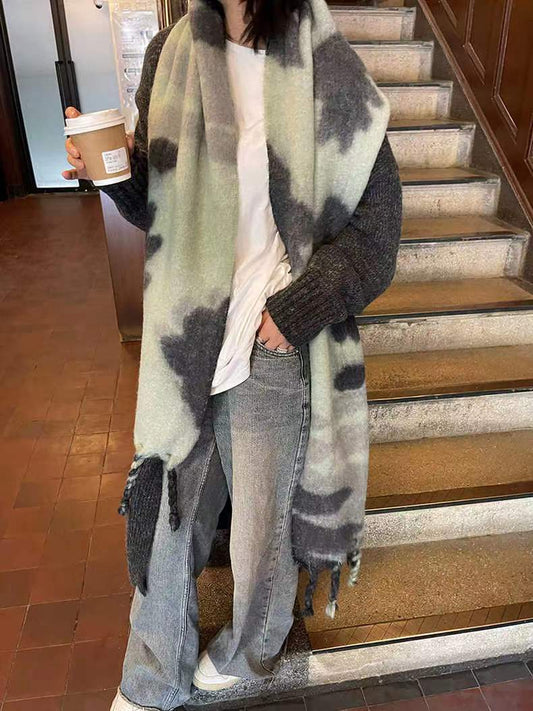 Alsidigt fortykket halstørklæde i mohair med kontrastfarver til efterår og vinter