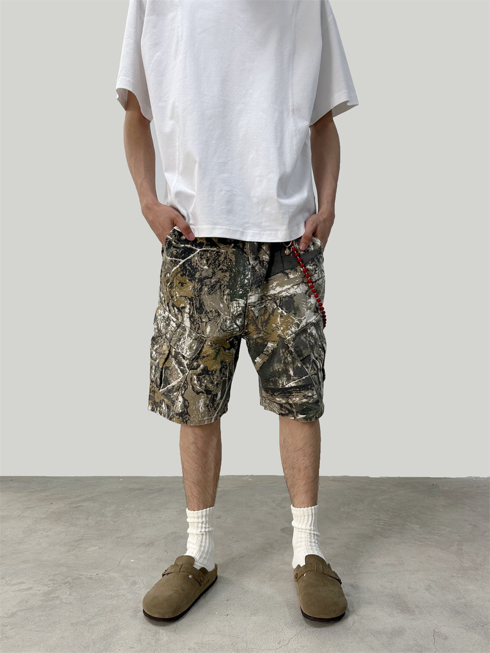 Washed Old Branches Camouflage Shorts Multi-pocket Cargo Pants