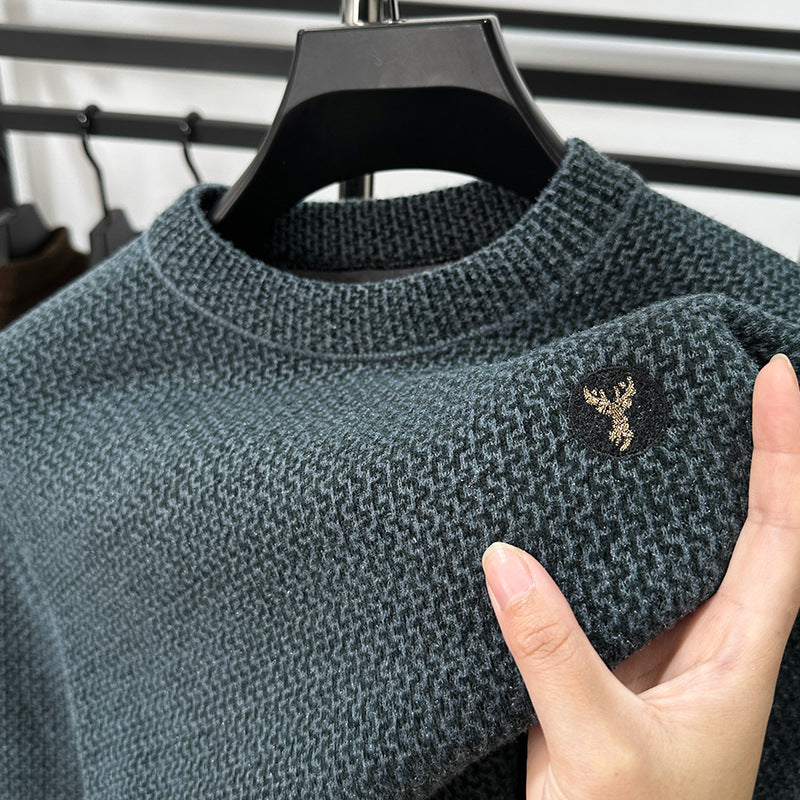 Winter Men's Thermal Round-neck Velvet Padded Sweater