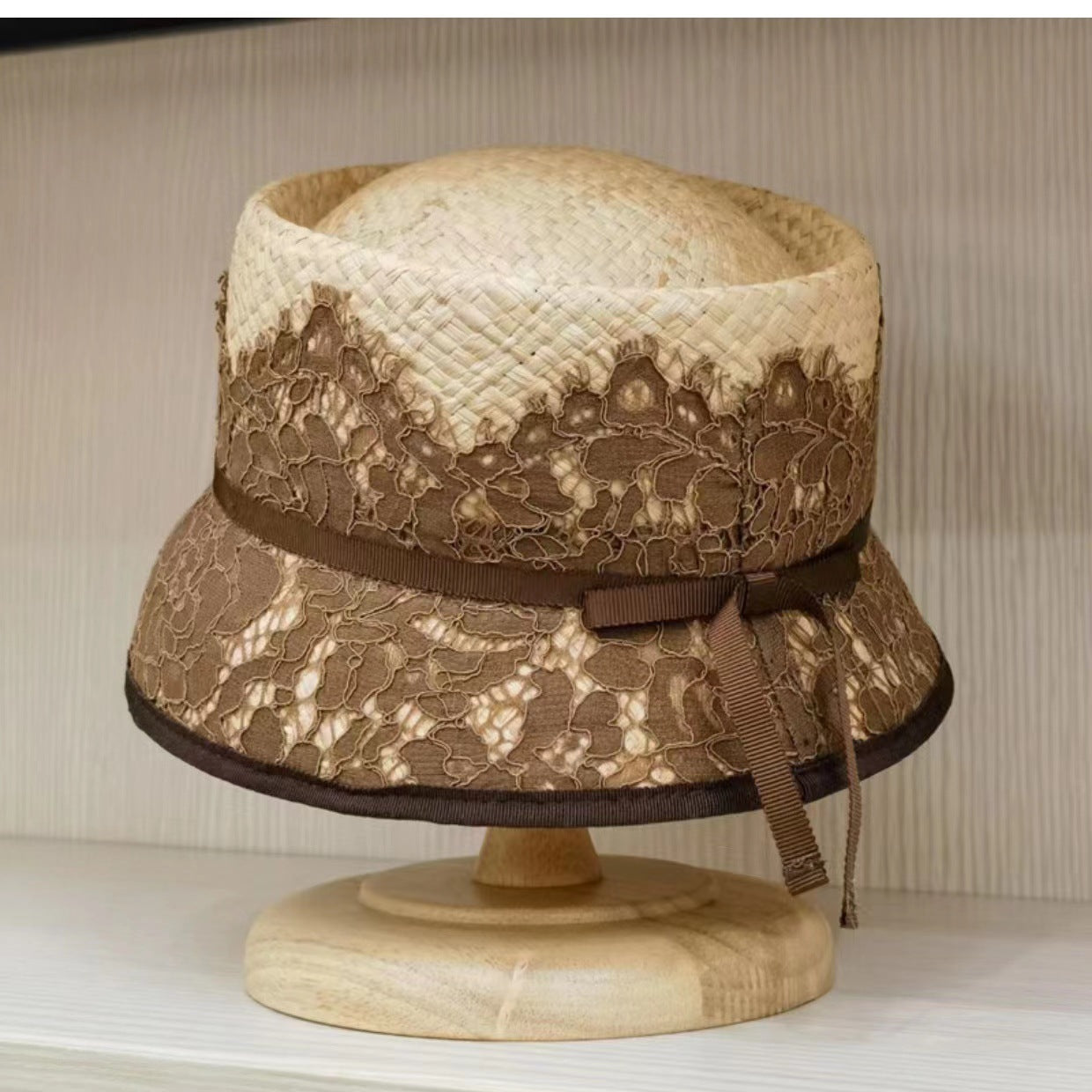 Sun-proof Sun Protection Hat Socialite Style French Straw Short Cap Concave Top Bucket