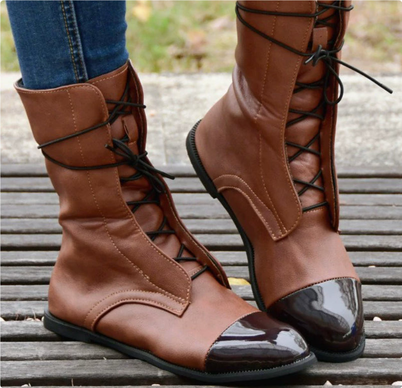 Handsome Short Boots With Round Toe Square Heel And Mid Heel