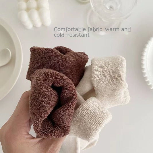 Women's Autumn And Winter Warm Plush Mid Length Socks
