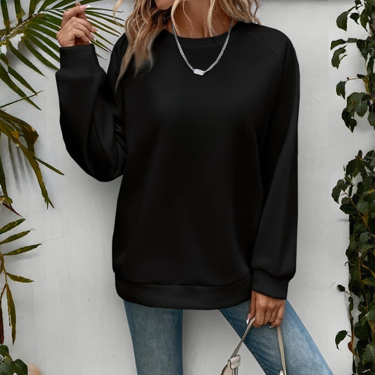 Løs sweatshirt til kvinder med rund hals