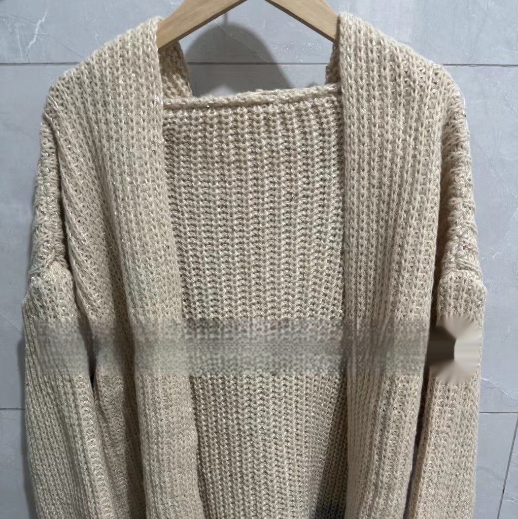 New FallWinter Womens Designer Gradient Sequin Hooded Jacket