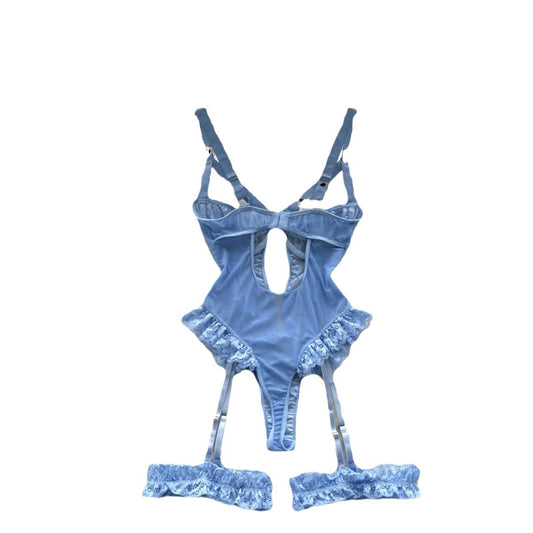 Lace Lace Lace Garter Split See-through Strappy Low-cut Hollow High Fork Jumpsuit