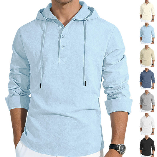 Button-up Versatile Solid-color Cotton-linen Shirt Perfect For Both Vacation And Everyday Wear