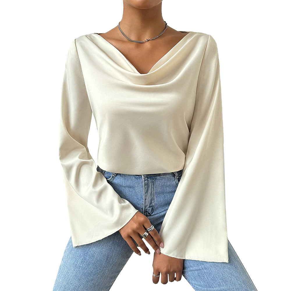 Ladies' Mature And Intellectual Style T-shirt Elegant And Aloof Long-sleeved Top For Autumn And Winter