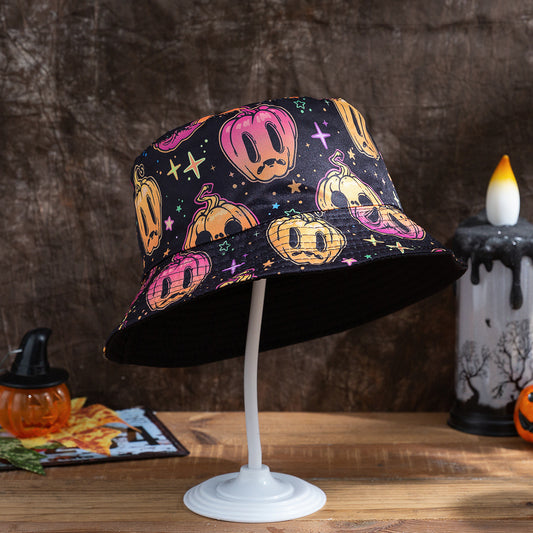 Halloween Funny Bat Pumpkin Ghost Reversible Fisherman Hat