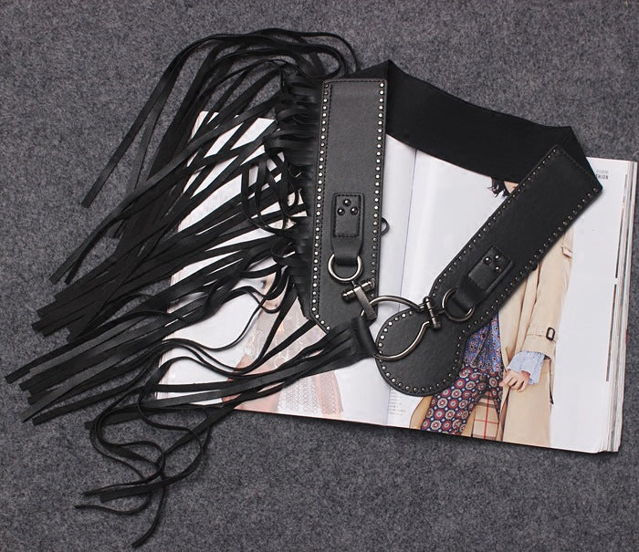 Personalized Long Fringe Fashion Buckle Wide Girdle Belt Belt