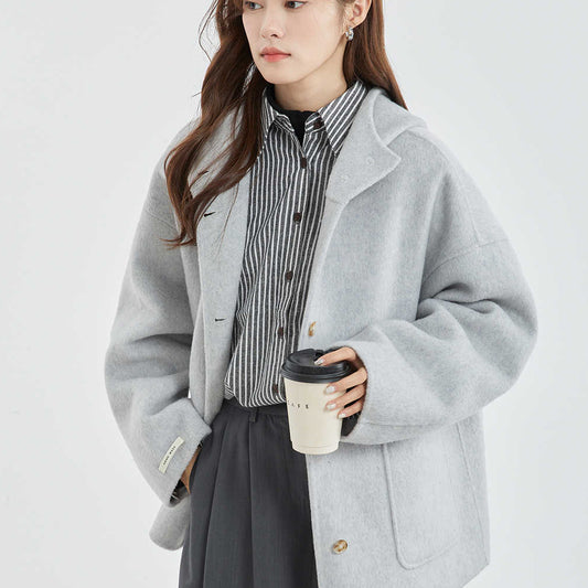 Cloak Winter Hooded Reversible Cashmere Coat