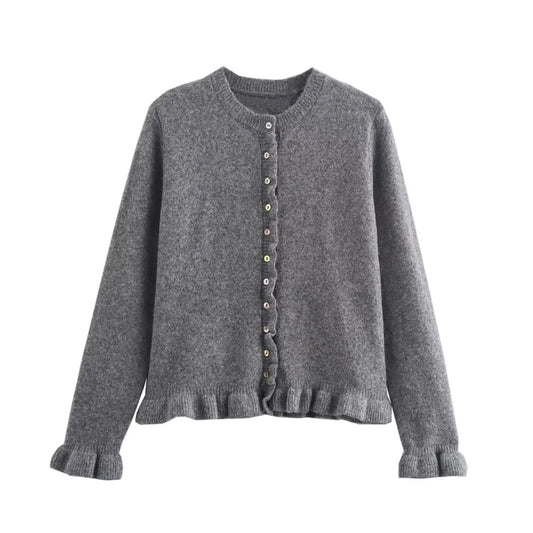 Round Neck Simple Laminated Knitted Coat