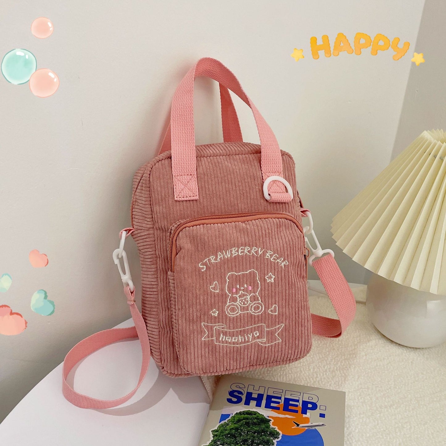 Soft Girl Cute Corduroy Hand Shoulder Bag
