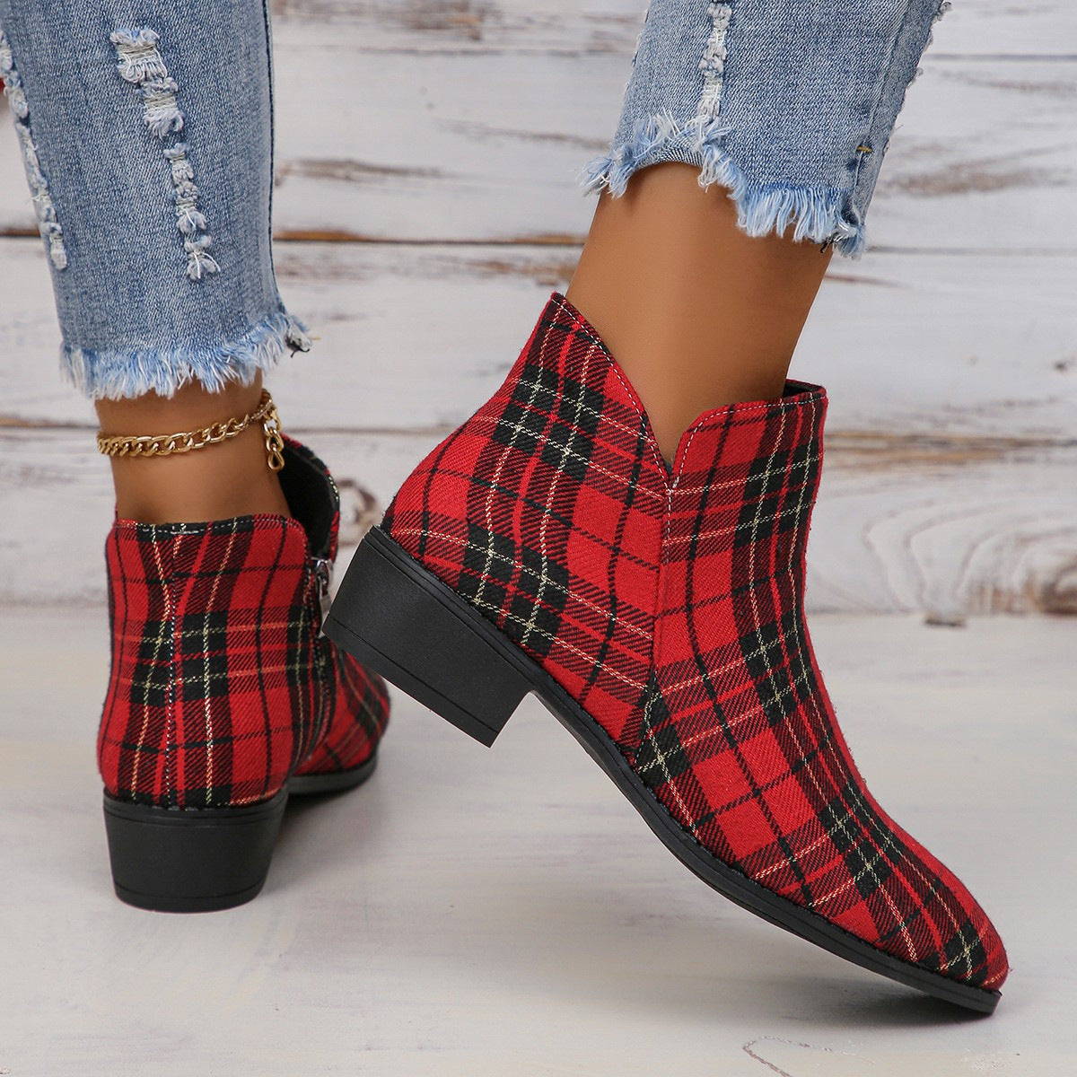 Women's New Houndstooth Pointed Casual Fashion Woolen Shoes