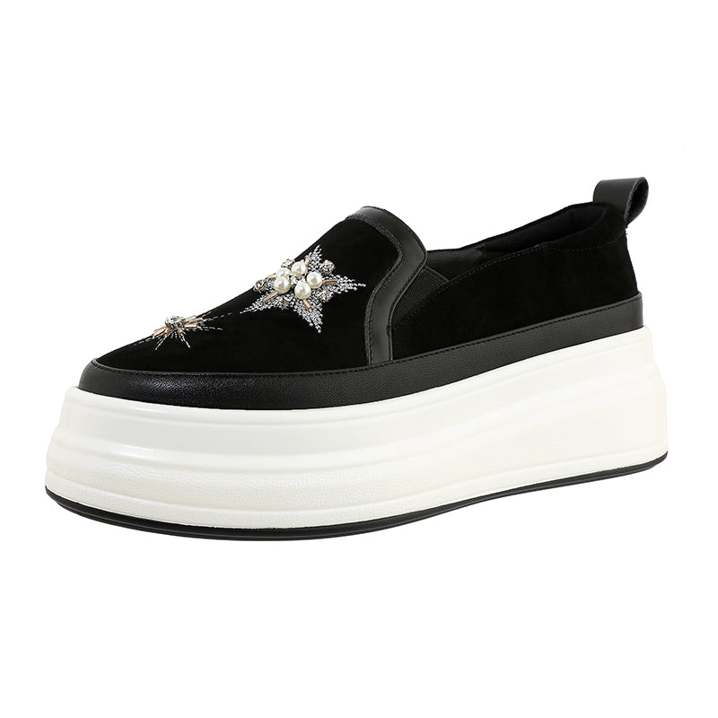 Women's Genuine Leather One-foot Platform Platform Shoes