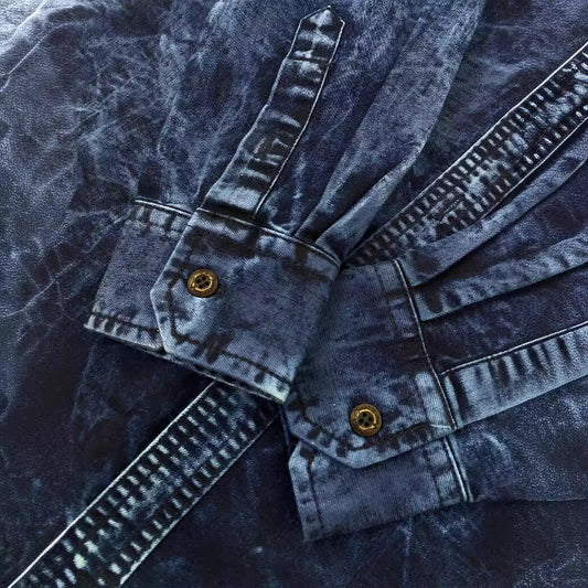 Denimskjorte til mænd med lange ærmer, slim fit