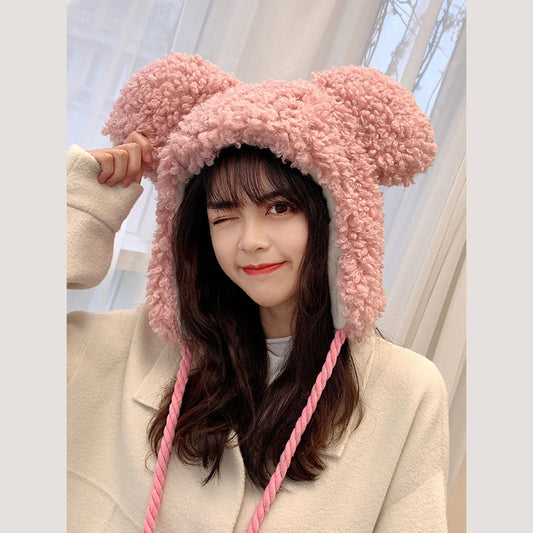 Ladies Fashion Cute Big Plush Ski Hat