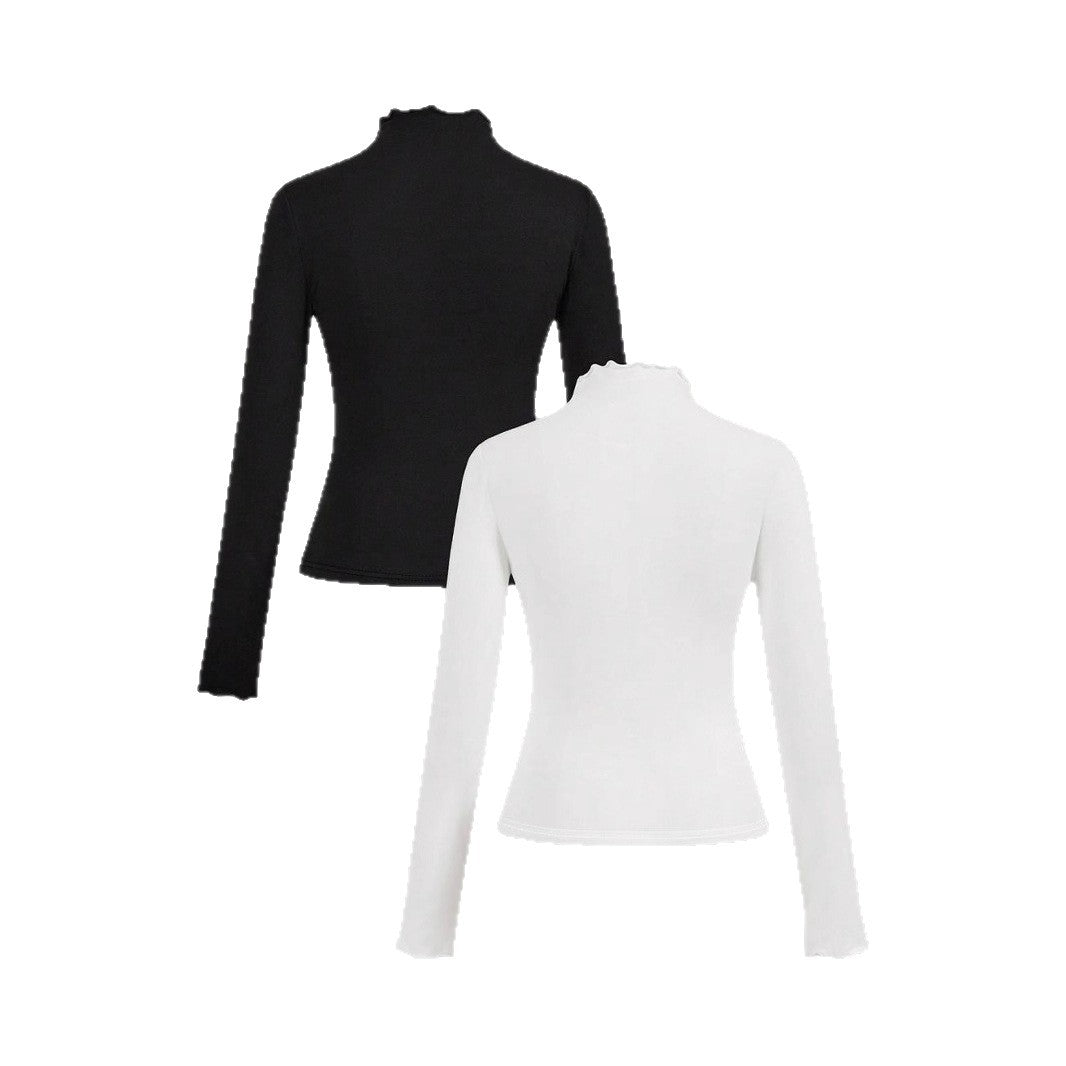 Women's Ruffled Knitted Slim Bottoming Shirt
