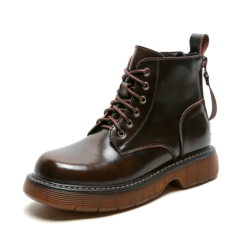 Women's Thick Sole Black Short Martin Boots