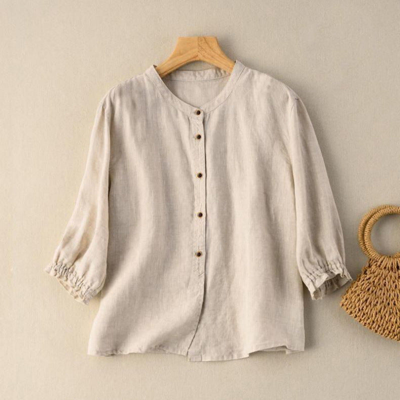 Half Sleeve Artistic Retro Women's Summer New Loose Women's Shirt