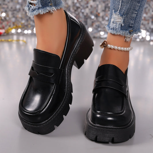 Platform Leather Shoes One Pedal Shoes