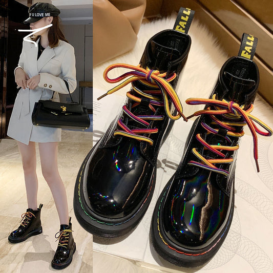 Martin Female Tide Ins Cool Wild British Style Spring And Autumn Single Boots Thin Locomotive Boots