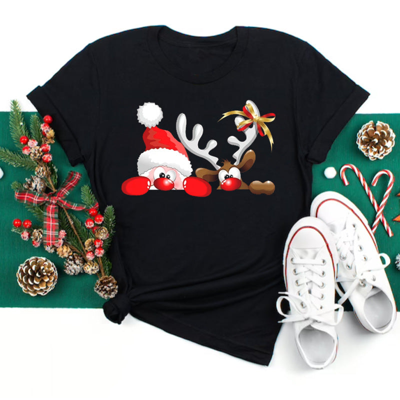 Christmas Red Plaid Leopard Short Sleeves