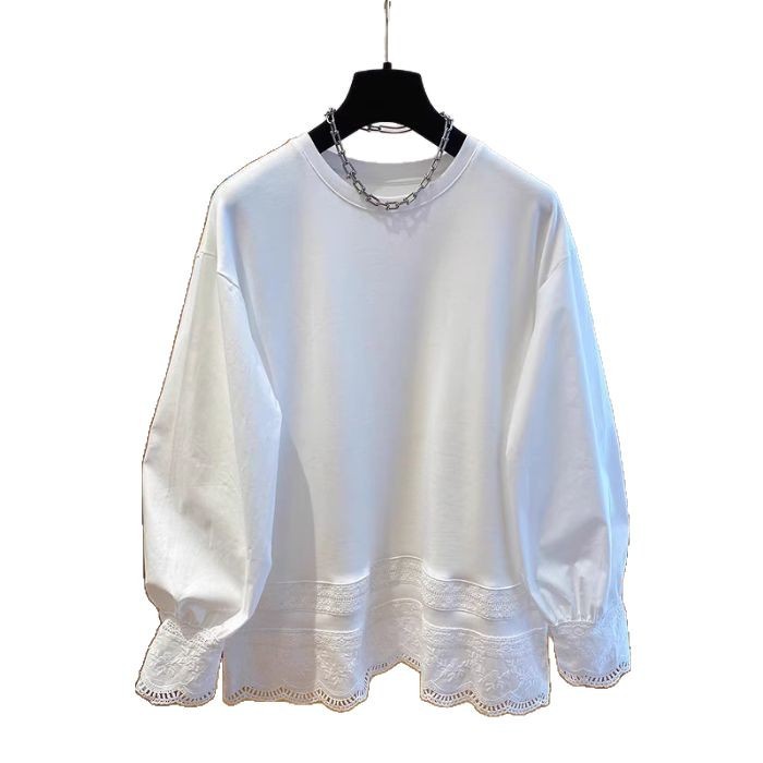 Hvid blonde patchwork pufærmet langærmet kvinde forår