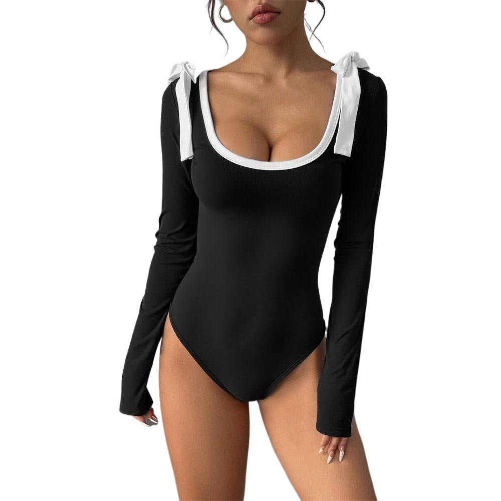 Sexy Slim-fit Square Neckline And Flared Sleeves Sexy Long-sleeved Jumpsuit