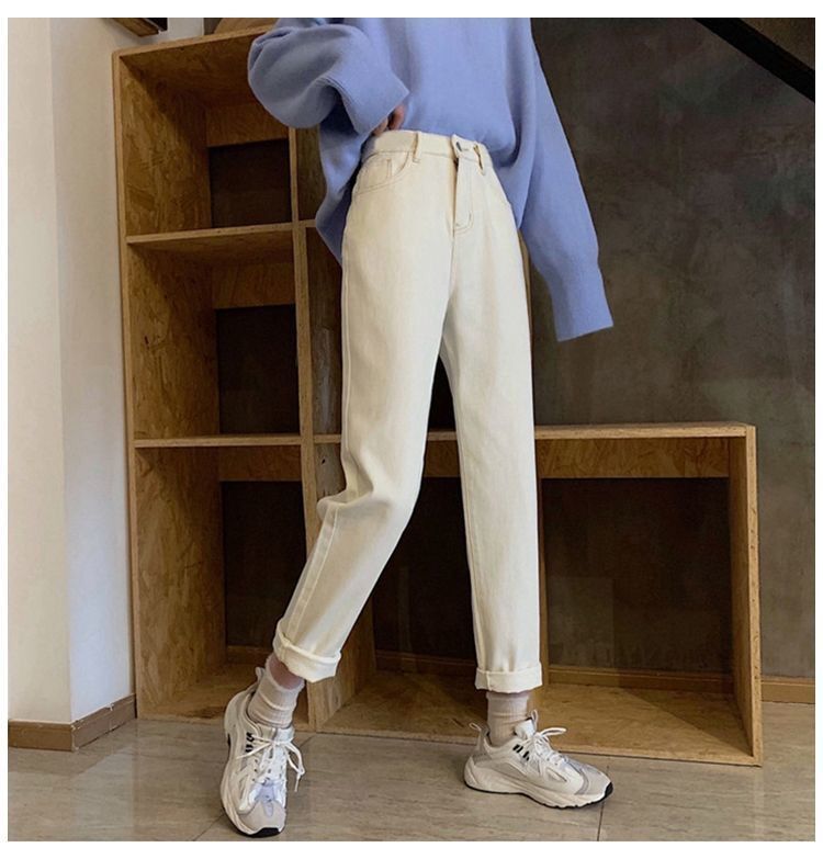 Kvinders Simple Højtaljede Cropped Jeans