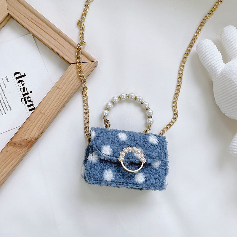 Lamb Hair Wave Point Child Girl Pearl Bag