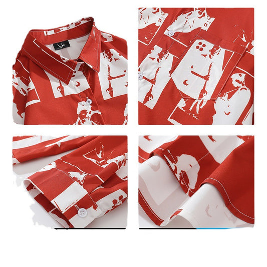 Street Character Print Long Sleeve Shirt