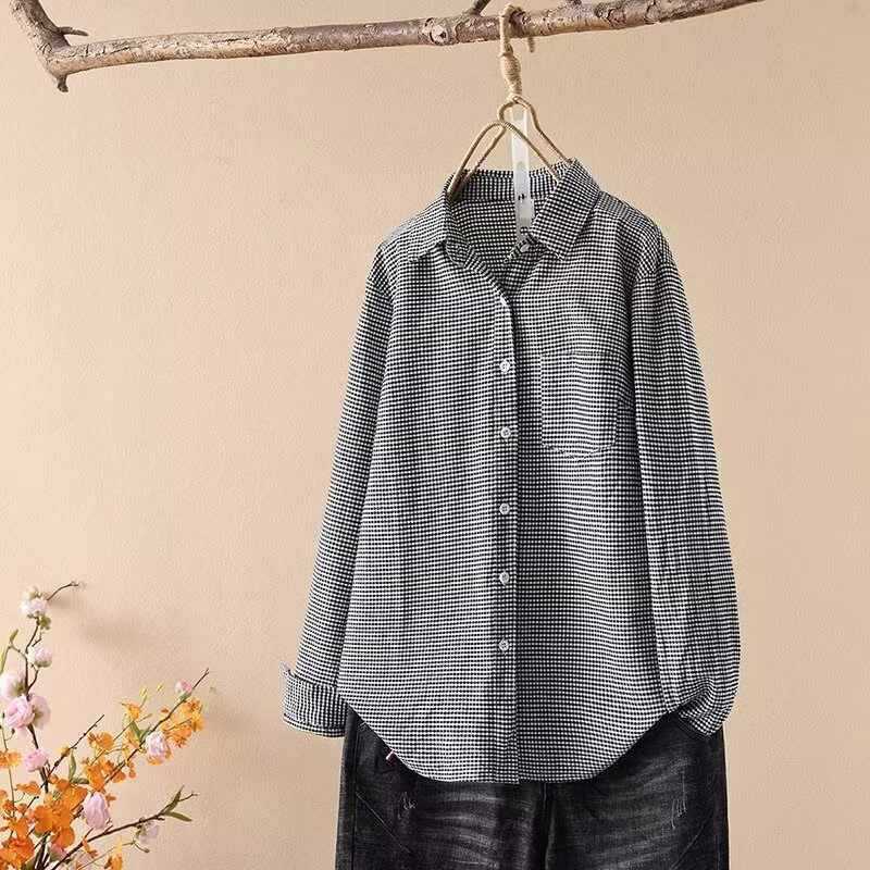 Striped Cardigan Slimming Single-breasted Lapel Long Sleeve Shirt