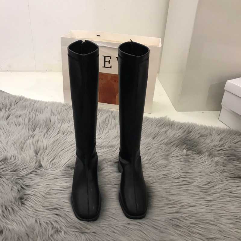 Autumn And Winter Plus Velvet Khaki High-top Knight Boots White Short Boots