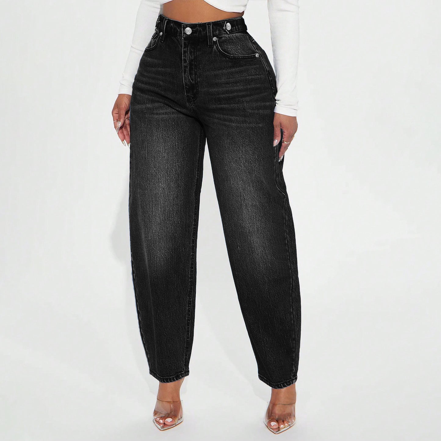 Womens Designer Washed-Blue Retro Flared Denim Jeans