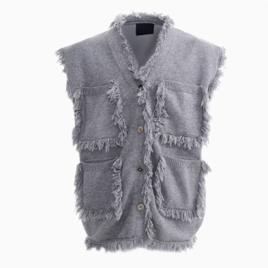 Special-interest Design V-neck Sweater Vest Coat Men's Autumn