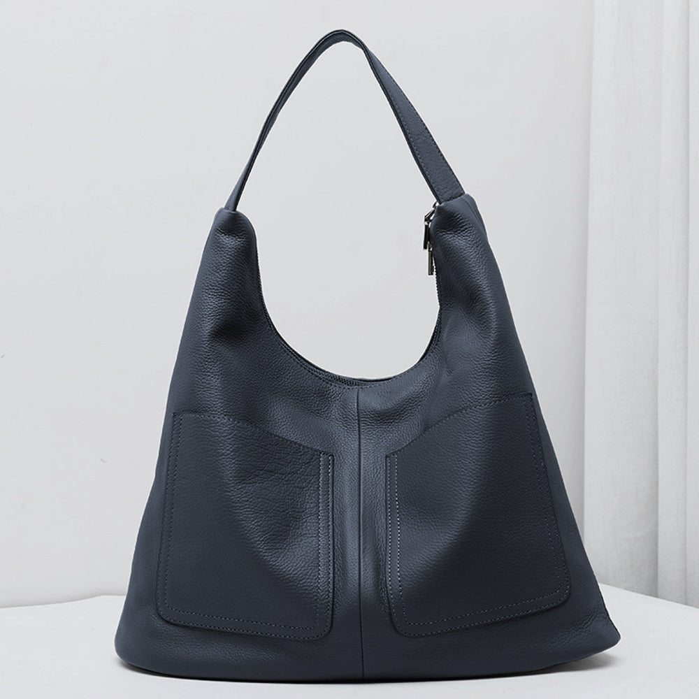 Large Capacity Soft Leather Versatile Leisure Bucket Bag