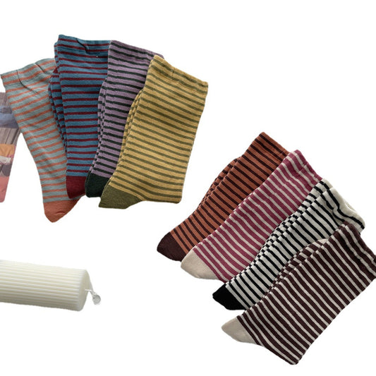 Vintage Stripe Women's Contrast Color Tube Socks
