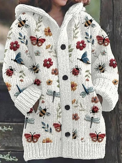 Womens Mid-Length Plush Cartoon Hooded Coat